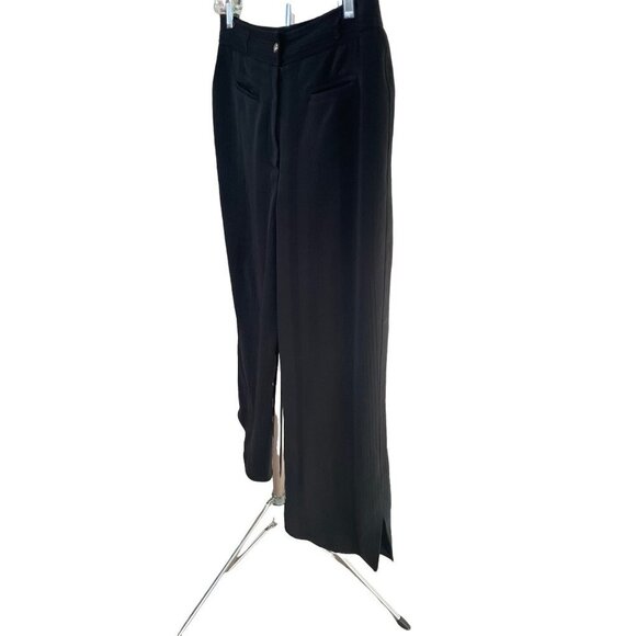 Larry Levine Black Textured Cropped Wide Legged Pants Sz 8 - Picture 4 of 11